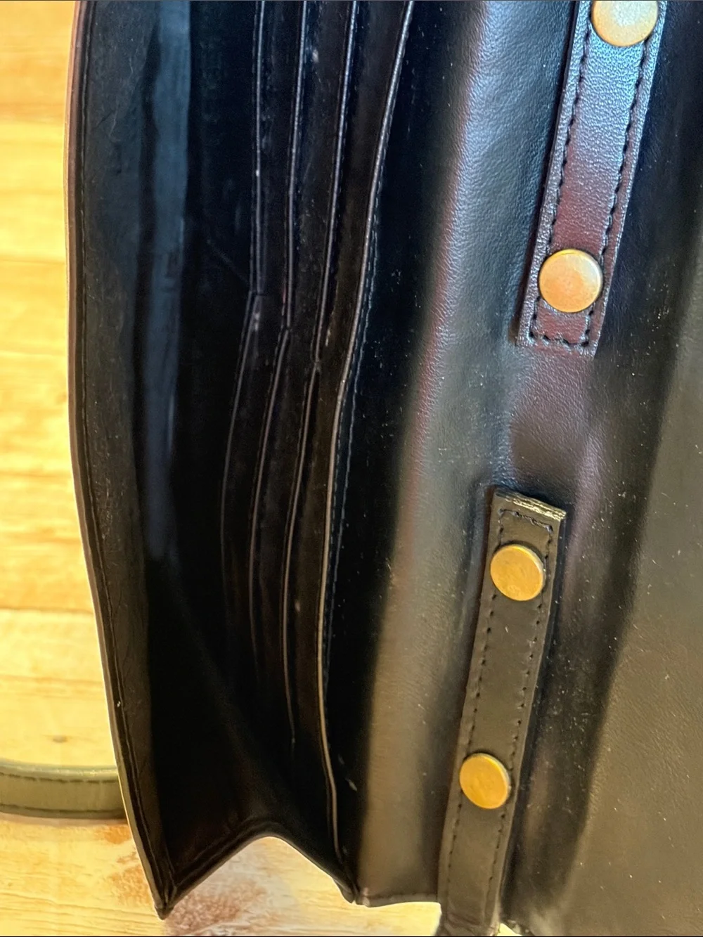 Etienne Aigner Black Leather Crossbody with Gold Hardware - Picture 7 of 8